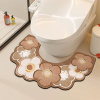 Floral Diatomaceous Earth Bath Mat for Toilet and Bathroom, Super Absorbent Quick Dry Non-Slip Foot Mat