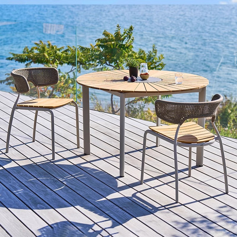 Outdoor Wicker Patio Dining Set for Garden, Villa, Balcony - Rattan Style Chairs & Wood-Plastic Composite Table