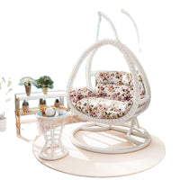 Outdoor Wicker Hanging Basket Chair with Stand and Table, Single/Double Swing Chair for Patio Balcony Garden