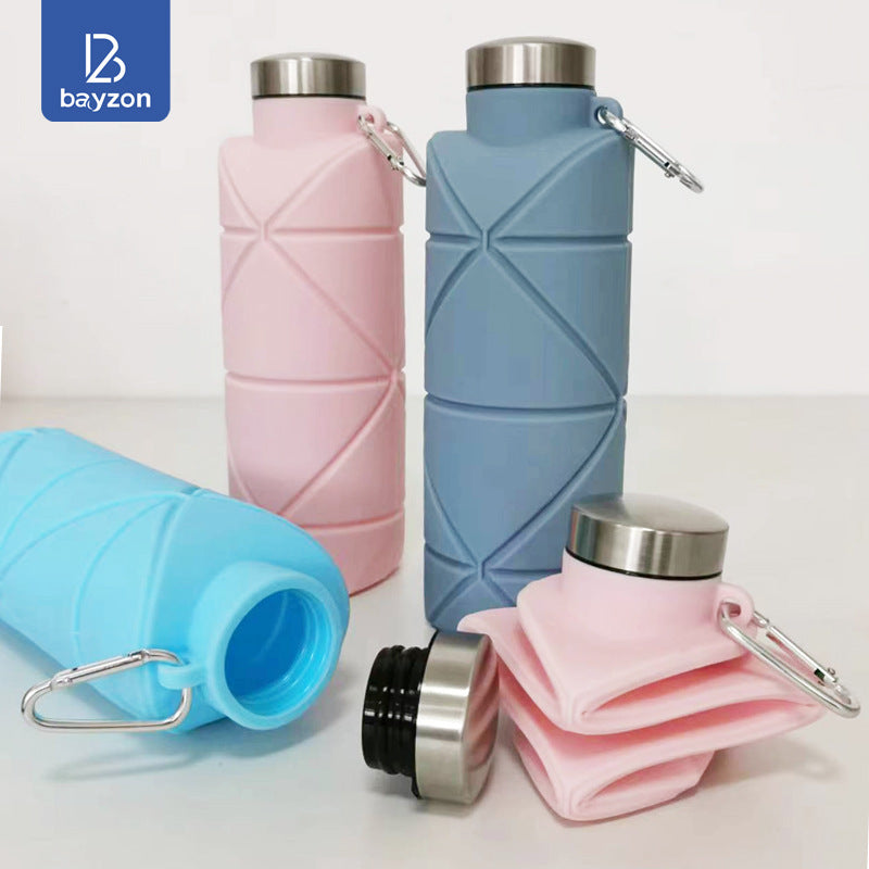 Collapsible Silicone Water Bottle with Carabiner for Travel and Sports