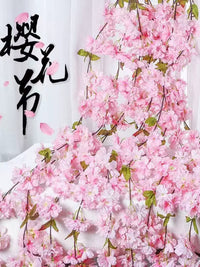 Artificial Cherry Blossom Garland for Wedding Decoration and Pipe Concealment, Hanging Vine Simulation Flower String