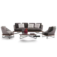 Nordic Outdoor Wicker Sofa Set with Solid Wood Frame for Patio Garden Villa