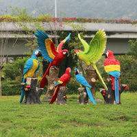 Outdoor Fiberglass Parrot Sculpture for Garden and Landscape Decoration