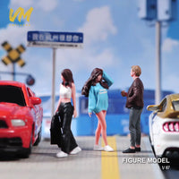 Miniature People Figures 1/24 1/43 1/64 1/87 Scale, Casual Street Scene Models with Coffee/Milk Tea