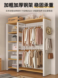 Open Metal Wardrobe Rack with Dustproof Cover for Bedroom Storage