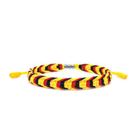 Handmade Braided Adjustable Flag Color Bracelet with Silver Beads