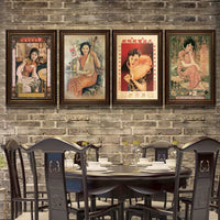 Vintage Shanghai Beauty Poster Wall Art for Restaurants and Home Decor