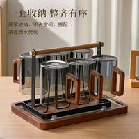 Hoinvaet Glass Teacup Set with Handle and Holder for Home and Guests