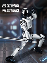 Multi-Joint Poseable Robot Action Figure Toy for Boys, Alloy Model with Suction Cup Base