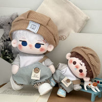 Doll Clothes Set for 10/20cm Plush Dolls, Autumn Outfit Overalls