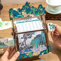 DIY Hand-Crank Perpetual Calendar 2026 with Traditional Chinese Art Design