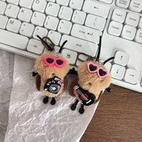 Cute Cockroach Plush Keychain with Glasses and Guitar - Fun Cartoon Doll Pendant for Bags and Gifts