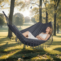 Amazon Cross-border Tassel Hammock Indoor Outdoor Canvas Hammock Camping Yard Swing Enlarged Widened Hanging Chair