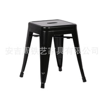 Industrial Metal Bar Stool, 18-inch Square Iron Bar Chair for Kitchen, Pub, or Cafe