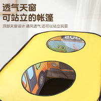 Kids Pop-Up Play Tent - Indoor/Outdoor Cartoon Bus Interactive Game House