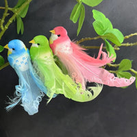 Artificial Feathered Curly Bird Ornament, Foam Craft Accessory, 14cm
