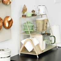 Luxury Coffee Corner Cup Holder 3-Tier Desktop Organizer Iron Art Tea Set Storage Rack