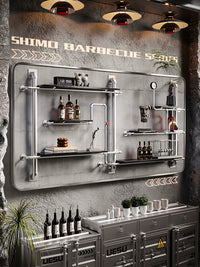 Industrial Style Wall-Mounted Pipe Shelf with Wood Shelves