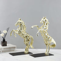 Nordic Creative Metal Plated Hollow Horse Dinosaur Sculpture for Home Office Decor