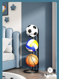 Foldable Sports Ball Storage Rack for Indoor Use - Basketball, Football, and Exercise Equipment Organizer