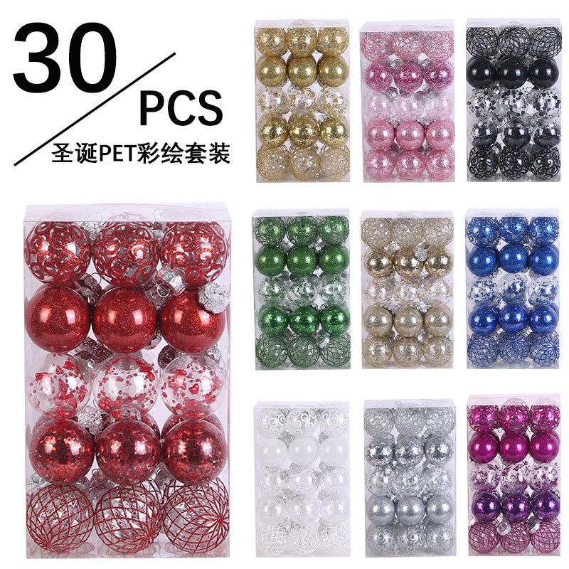 Christmas Ball Ornaments Set - 6cm PET Plastic Baubles for Holiday Tree Decoration