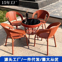 Rattan Bistro Set Outdoor Patio Furniture - 2 Chairs and 1 Round Table