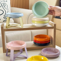 Pecolo Ceramic Pet Bowl for Cats, Small, Anti-Tip Design, Shallow Dish for Food and Snacks