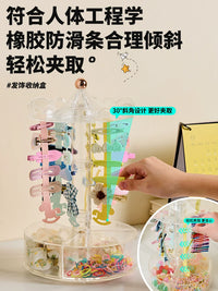 Clear Rotating Jewelry Organizer with Multiple Tiers for Desktop Storage, Hair Clips, and Accessories