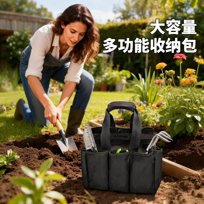 Large Capacity Oxford Cloth Tool Bag with Pockets, Multi-functional Garden Tote Organizer
