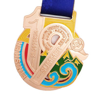 3D Embossed Marathon Race Medal with Hollow Design and Colored Enamel