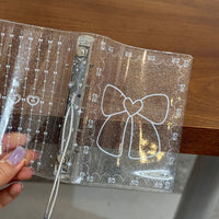 Glitter Bowknot Transparent M5 Binder Photo Album Diary Journal Card Holder