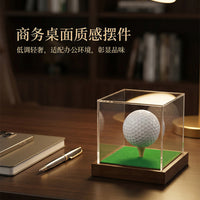 Golf Ball Acrylic Display Case with Wooden Base, Single Ball Dustproof Collector's Box