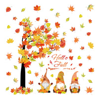 Thanksgiving Gnome Maple Leaf Window Clings - Autumn Static Decals for Home & Storefront Decor