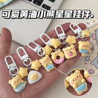 Butter Bear Keychain Backpack Charm, Graduation Gift, Cute Creative Key Ring