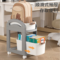 Under-Desk Rolling Storage Cart with Removable Baffle, Multi-layer Bookshelf Organizer for Home Office