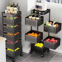Multi-layer Kitchen Storage Rack with Wheels for Fruits, Vegetables, and Snacks