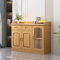 Solid Wood Sideboard Buffet Cabinet for Living Room Dining Room Kitchen Storage with Wine Rack and Tea Cabinet