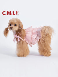 CMLTPET Maltese Teddy Dog Linen Lyocell Suspender Dress Pet Outfit