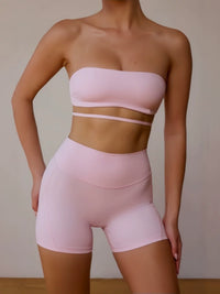 Women's Strapless Padded Sports Bra Yoga Vest with Backless Design and Anti-Exposure Feature