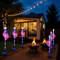Solar American Flag Lawn Light for Independence Day Decoration, Outdoor LED Solar Powered Garden Stake Lamp