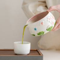 Hand-Painted Ceramic Matcha Tea Ceremony Set with Bamboo Whisk and Bowl
