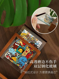 Solid Wood Double-Sided Glass Photo Frame for Tabletop Display