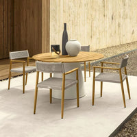 Teak Outdoor Dining Set Woven Rattan Garden Patio Villa Furniture