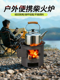 Portable Wood Burning Stove for Outdoor Camping and Indoor Heating, Multi-functional Cooker