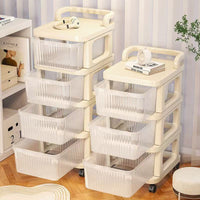 Under Desk Storage Cart with Drawers, Multi-layer Mobile Organizer for Home Office Gaming Room, Snack Storage Cabinet