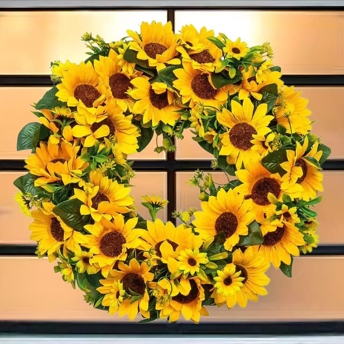 Artificial Sunflower Wreath for Door and Window Decor