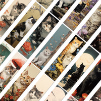 30-Pack Vintage Japanese Cat Bookmark Set for Reading, Gifts, and Message Cards
