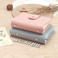 A7 Soft Leatherette Double Snap Button Binder Notebook Cover Retro Mini Portable Pocket Journal
