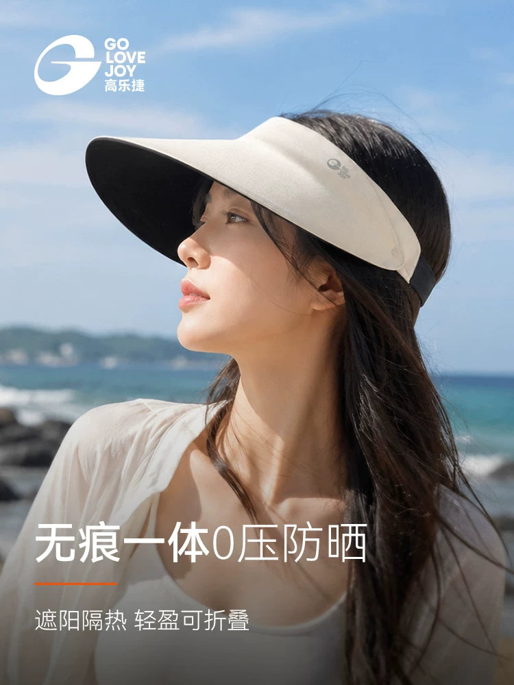 GaoLeJie Women's Summer UV Protection Sun Visor Hat with Large Brim, Foldable for Running & Sports