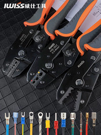 IWISS HS Series Ratcheting Crimping Tool for Insulated, Non-Insulated, and Ferrule Terminals